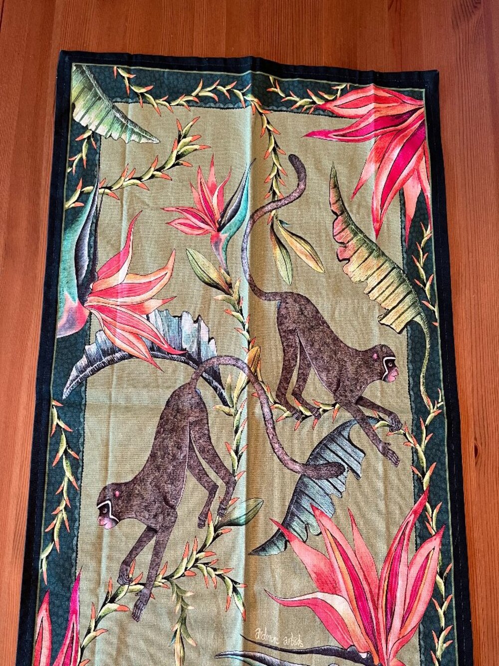 Ardmore Monkey Paradise Tea Towel NWOT Tropical Kitchen Linens Collectible